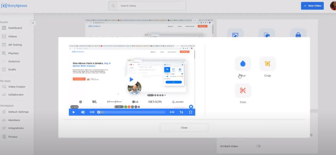 StoryXpress blur videos