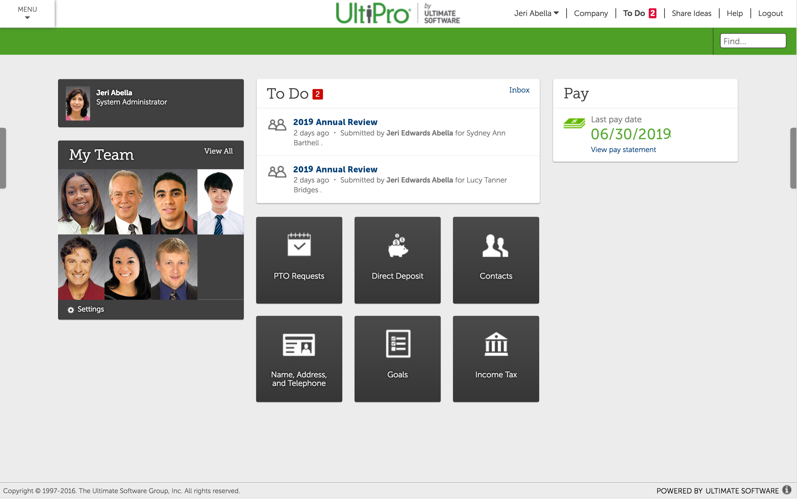 UltiPro Dashboard