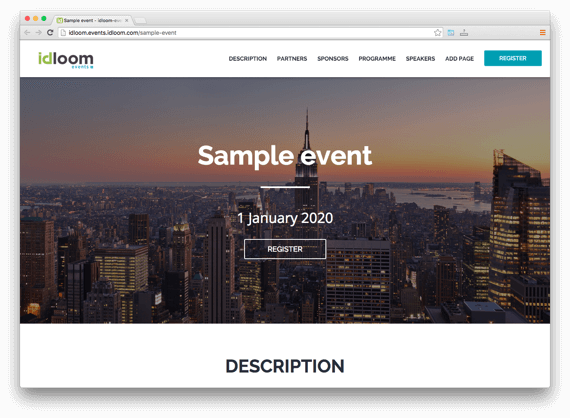 idloom-events Software - Sample event home page