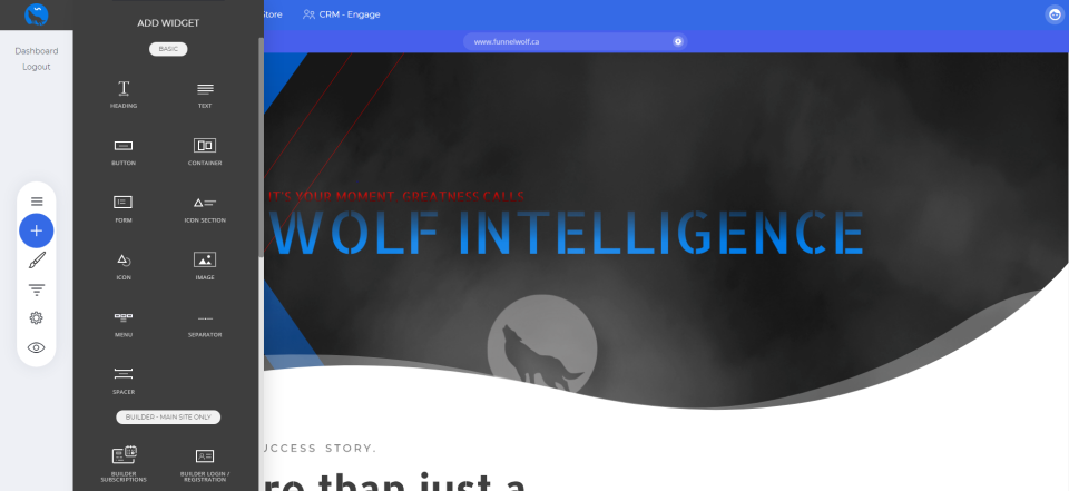 Funnel Wolf adding widgets