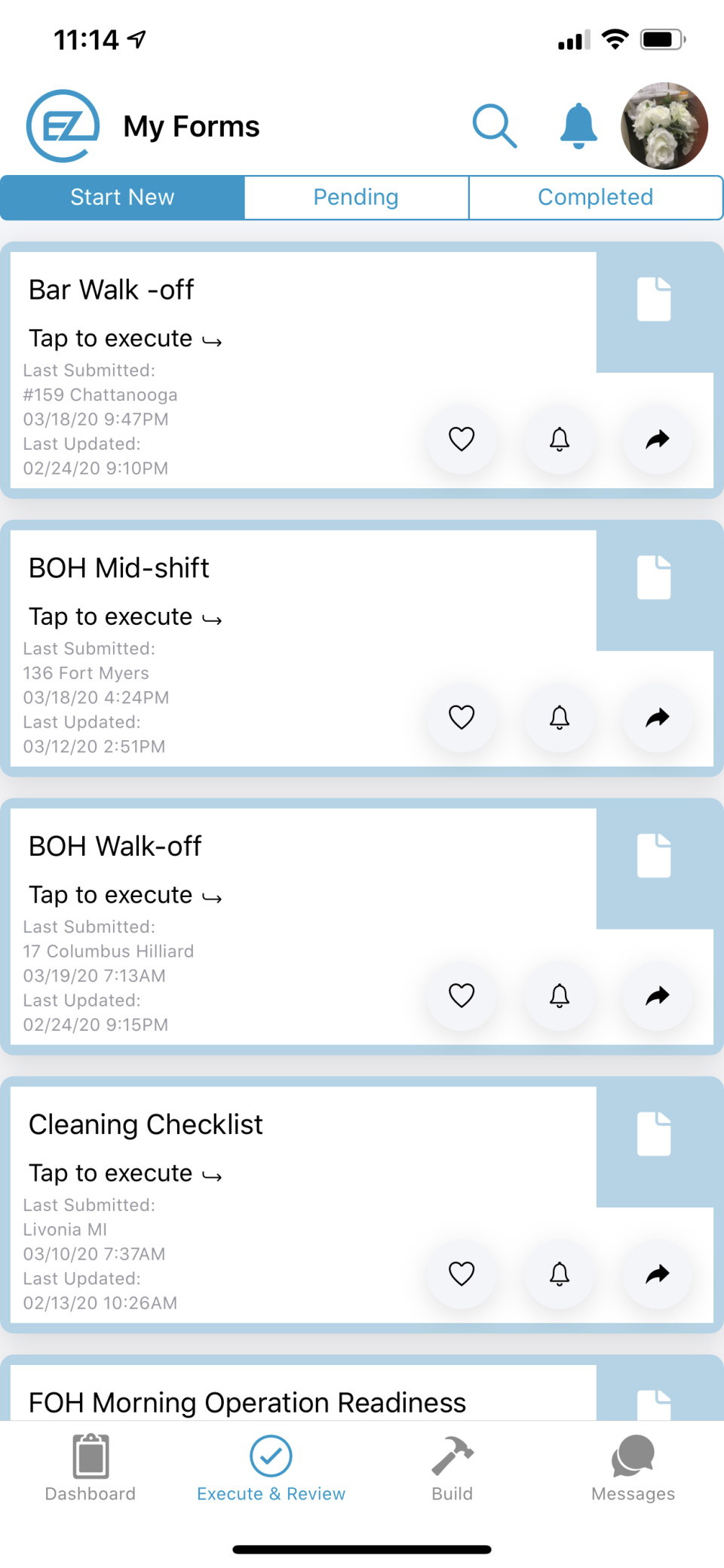 EZ FORMS Software - Form List View