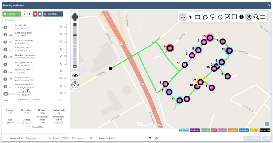 Routing Assistant integrates with Service Assistant for fast, efficient route optimization.