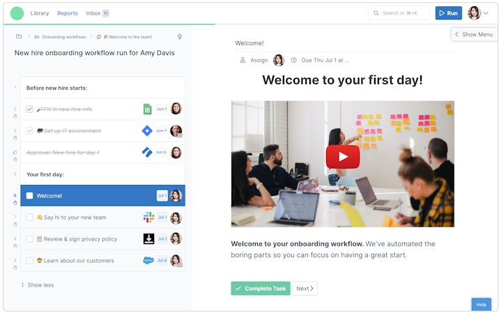 Process Street screenshot: Simple Process and Workflow Management. Process Street is a simple, free and powerful way to manage your team's recurring checklists and procedures.