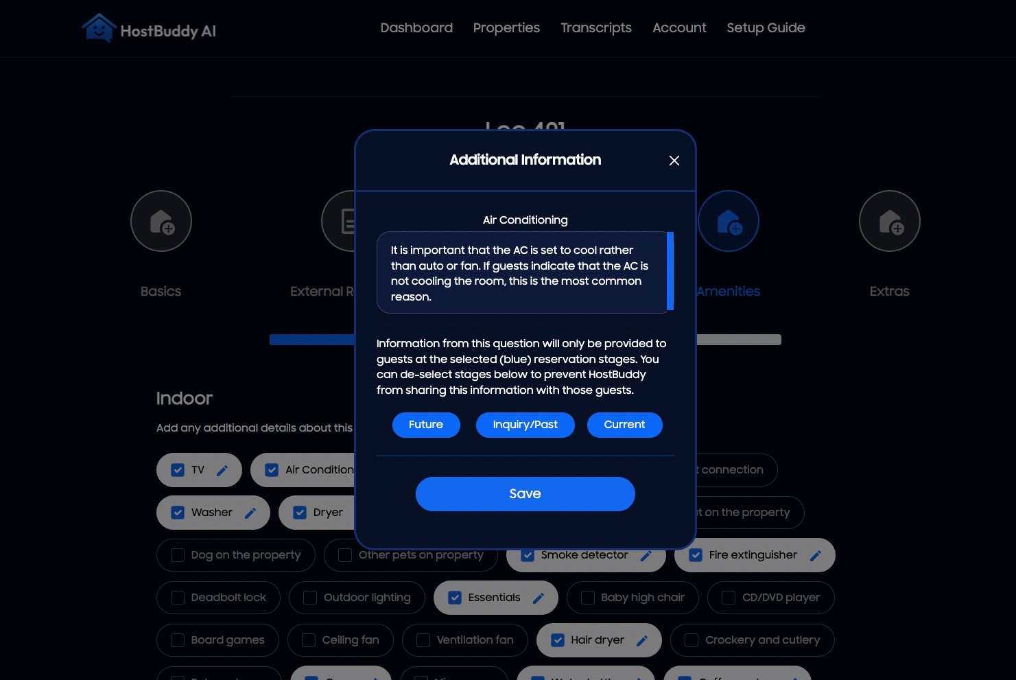 HostBuddy AI screenshot: Easily customize your Hostbuddy's database of information.