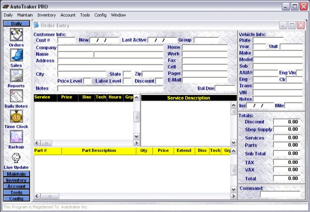 AutoTraker Software - AutoTraker order form