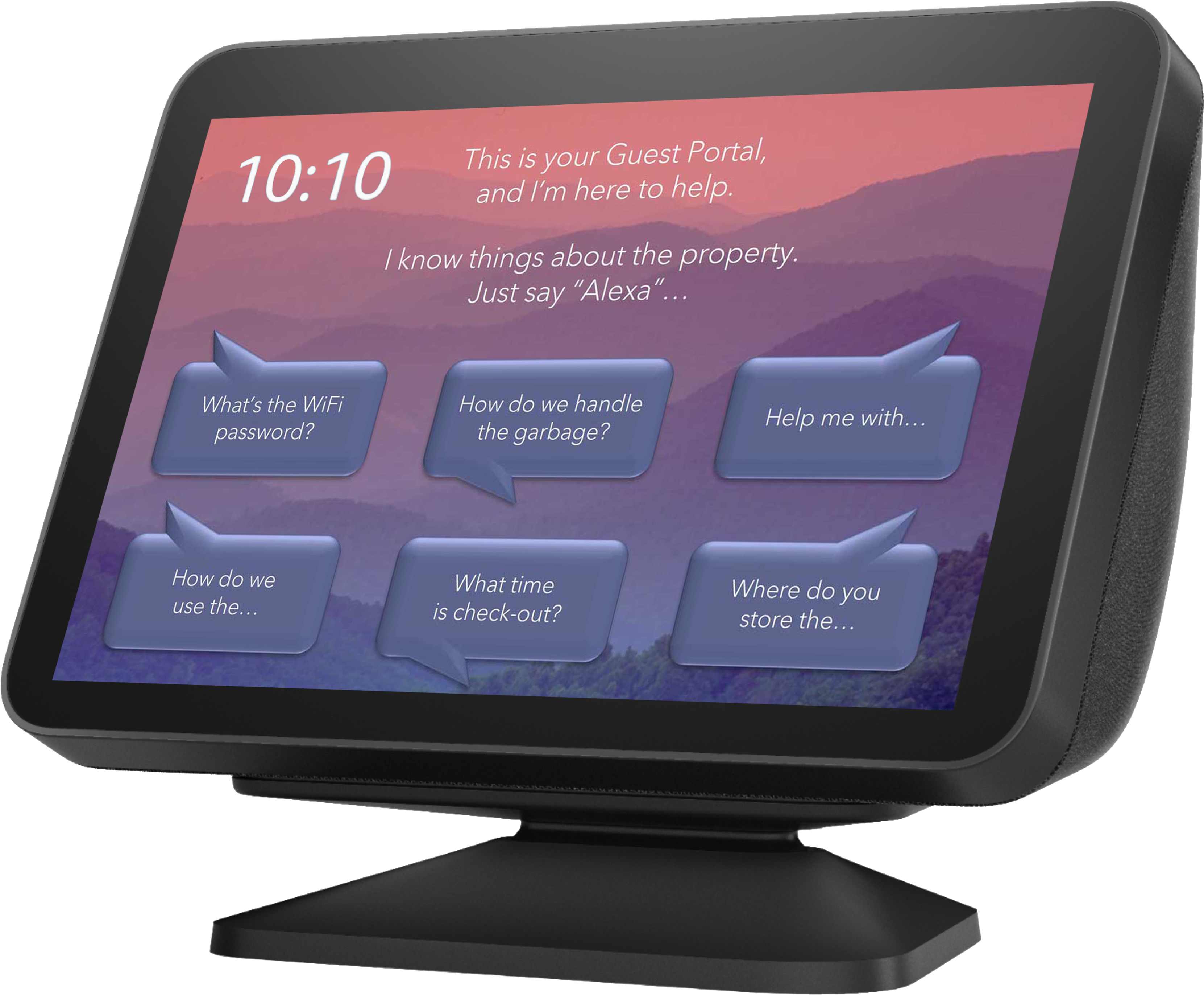 AIPEX screenshot: Guests can ask about hundreds of topics related to the property.