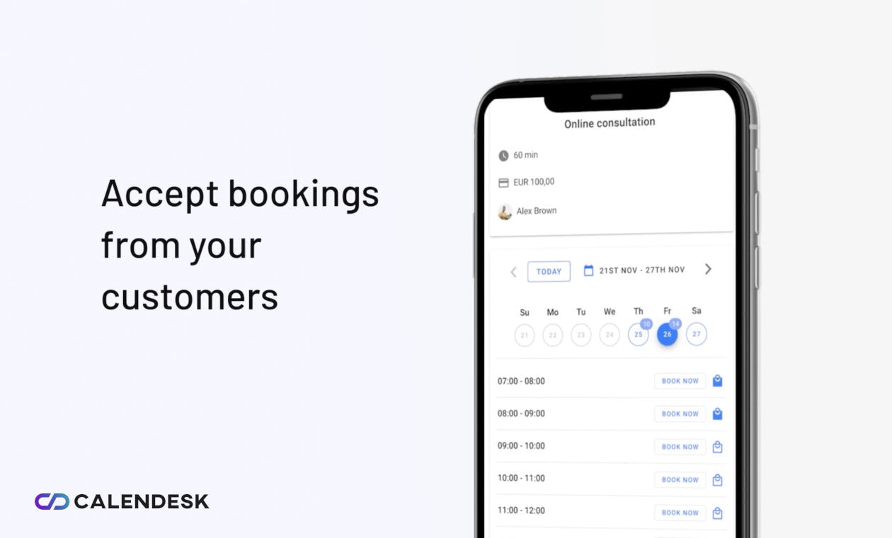 Calendesk Software - Accept bookings from your customers