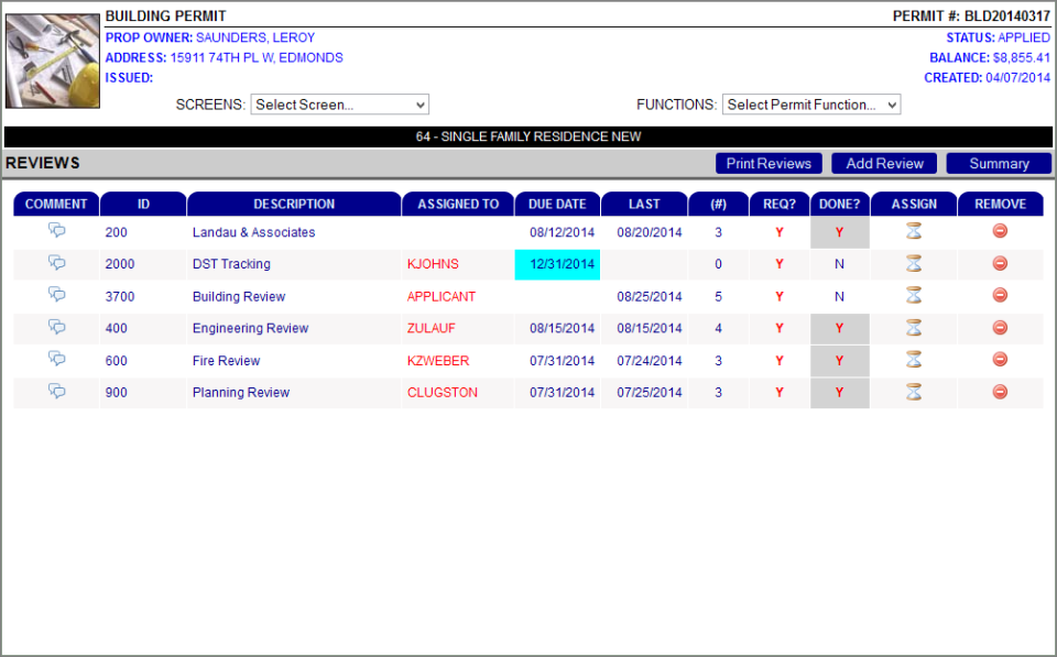 PermitTrax building permit reviews