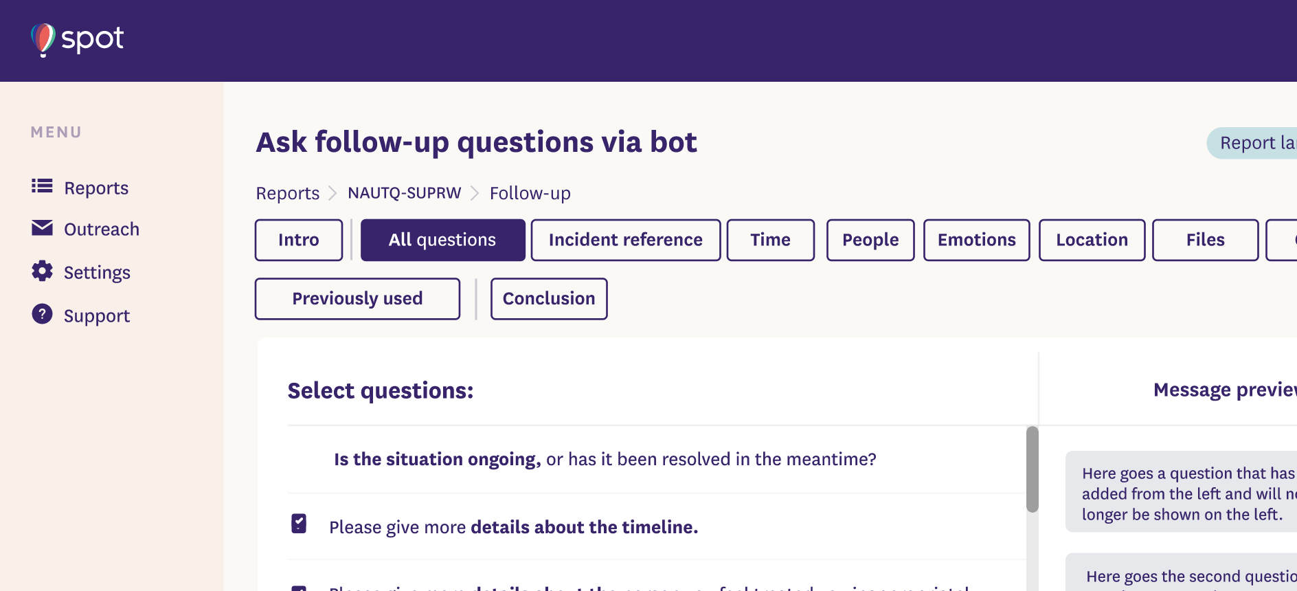 Spot screenshot: Spot asking follow-up queries