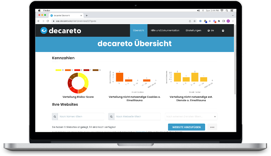 decareto screenshot: decareto dashboard