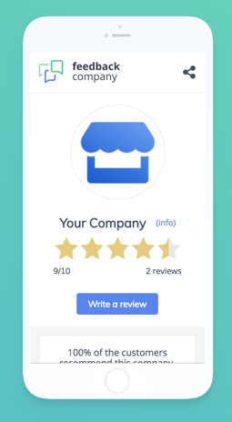 Feedback Company screenshot: Customer ratings and reviews are shown on the company's SEO optimized review page