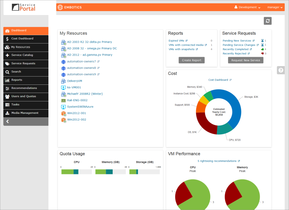 vCommander Software - vCommander: Portal Dashboard
