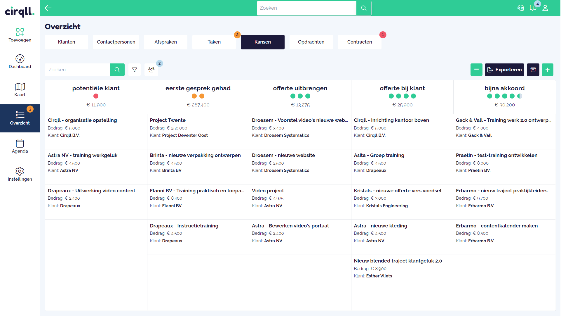 Cirqll screenshot: Cirqll view opportunity pipeline