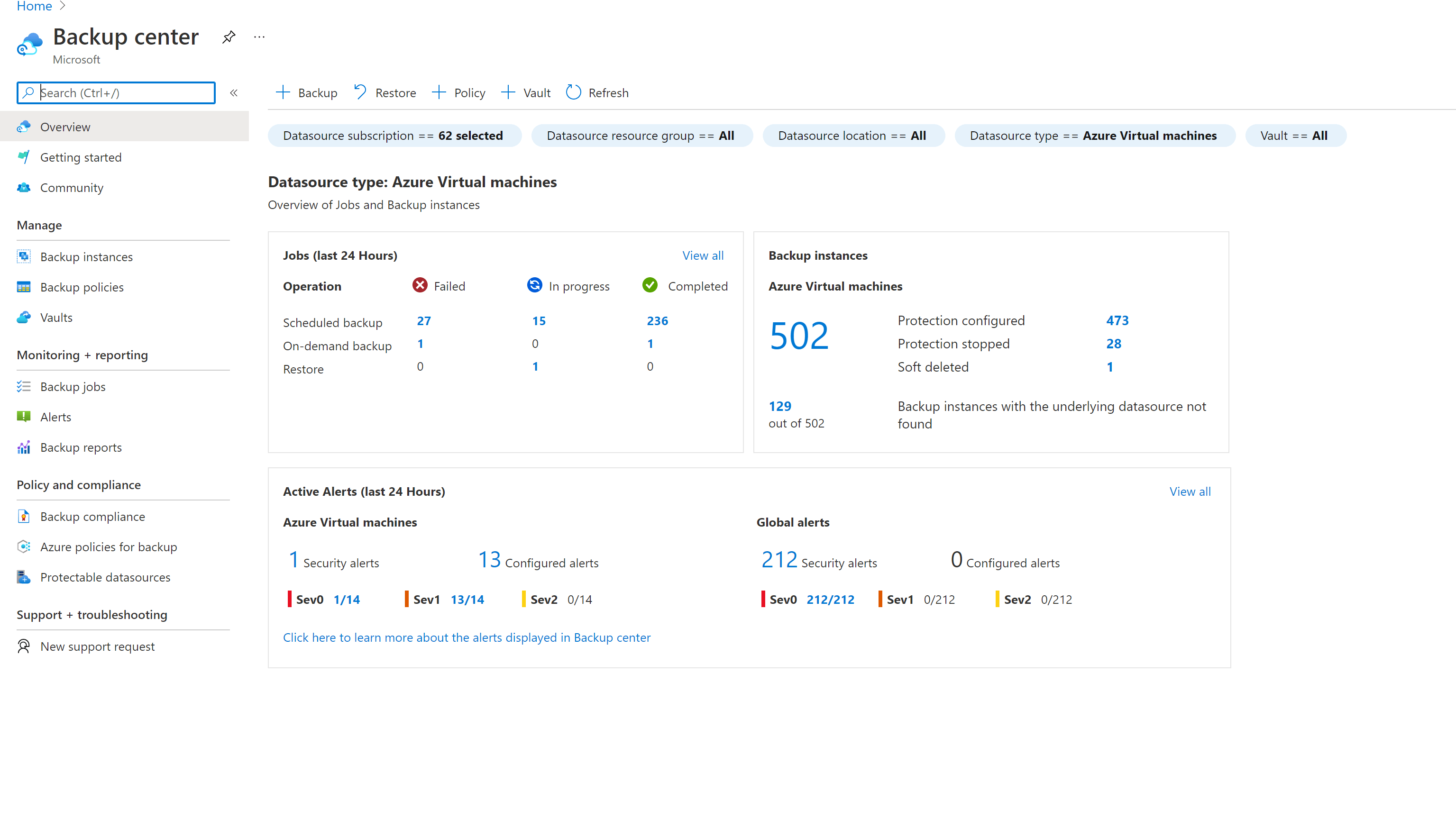 Azure Backup Software - Azure Backup center