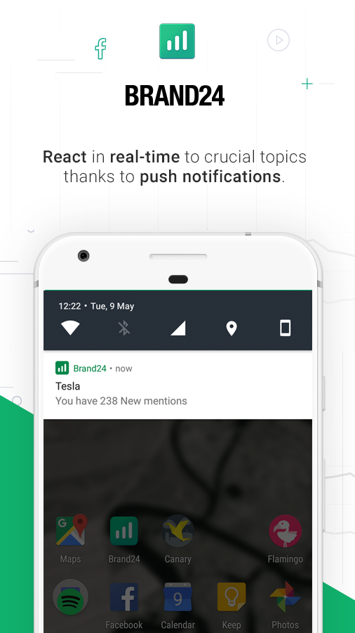 Brand24 Software - Get notifications for new mentions delivered via push notifications to mobile devices
