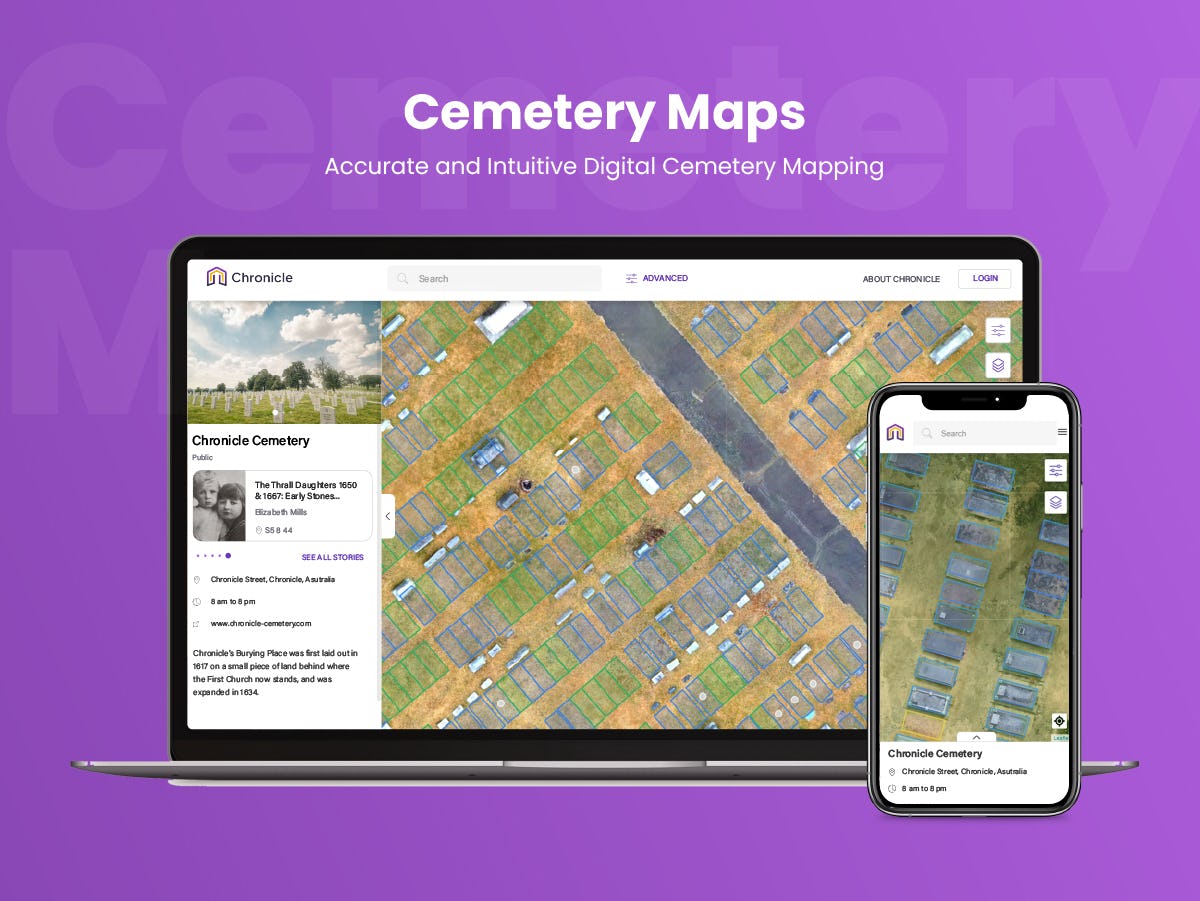 Chronicle Software - Navigate with ease using our interactive maps, reducing the time spent on locating specific plots or graves.