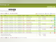 iBex PMS Software - A Bookings List screen shows search and filter buttons, booking records by reference number, and guest names