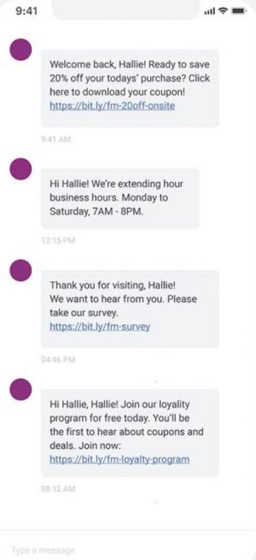 Cloud4Wi screenshot: Splash location based-content