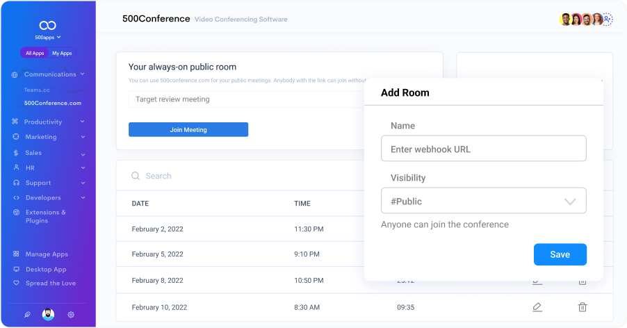 500Conference Software - Add Meeting Room