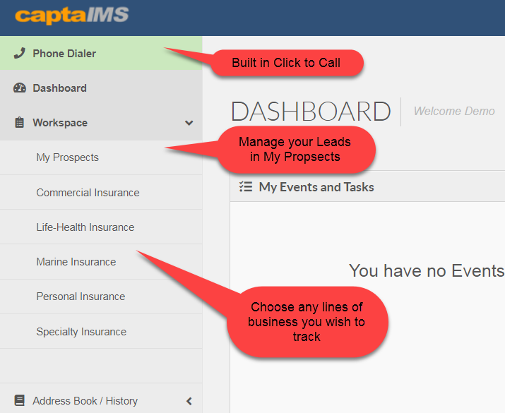 CaptaIMS Software - Insurance Workspace