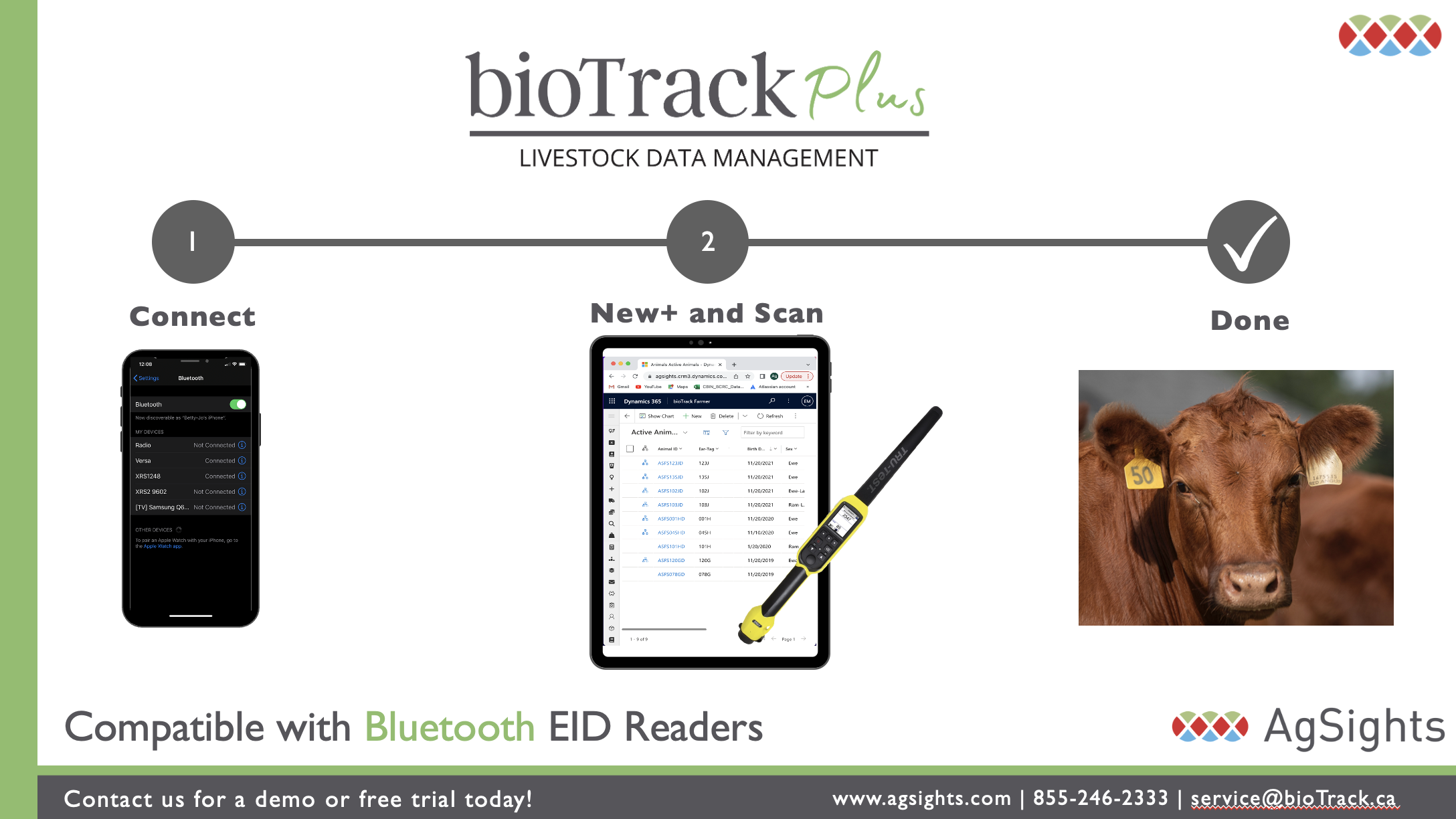 bioTrack Plus is compatible with BlueTooth EID readers