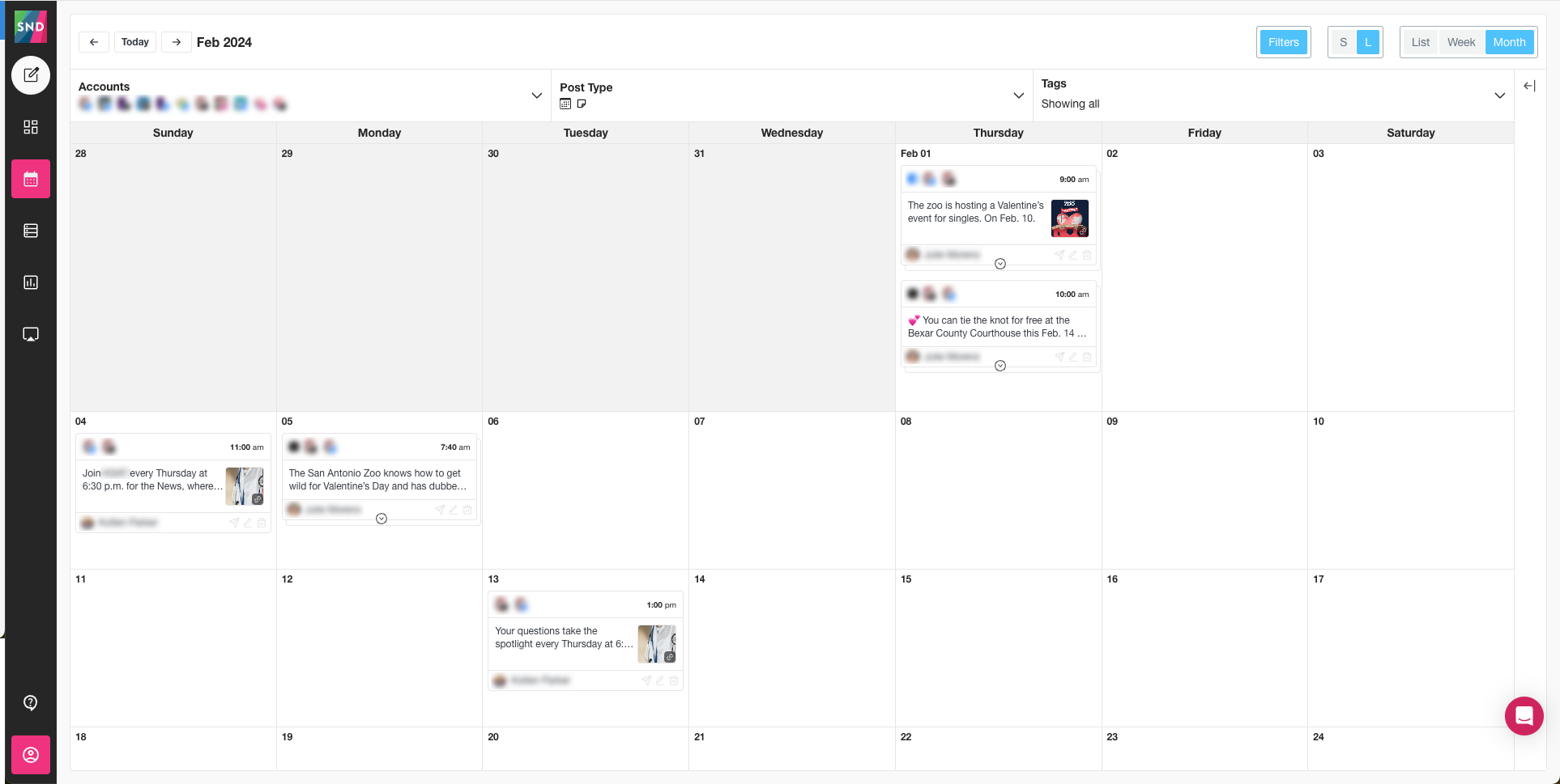 Social News Desk - Calendar View