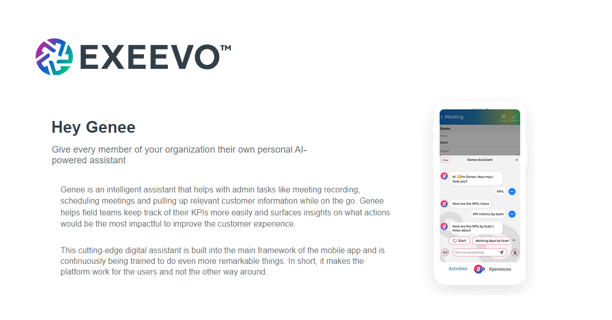 Exeevo Omnipresence CRM for Life Sciences AI Enabled