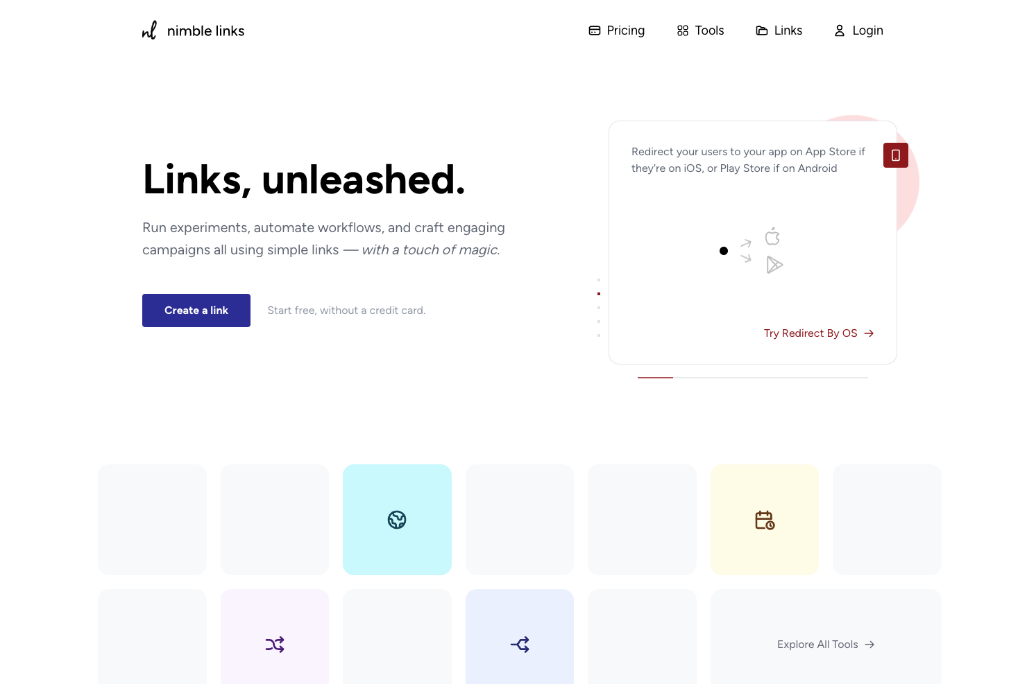 Nimble Links screenshot: Home Page