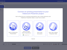 VideoCom Software - VideoCom lets you import almost any existing presentations. Add yourself and stand out during live or recorded presentations.