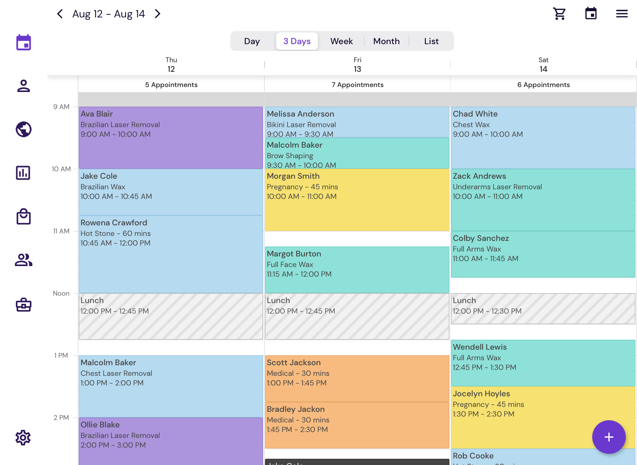 DaySmart Spa screenshot: Appointment Scheduling