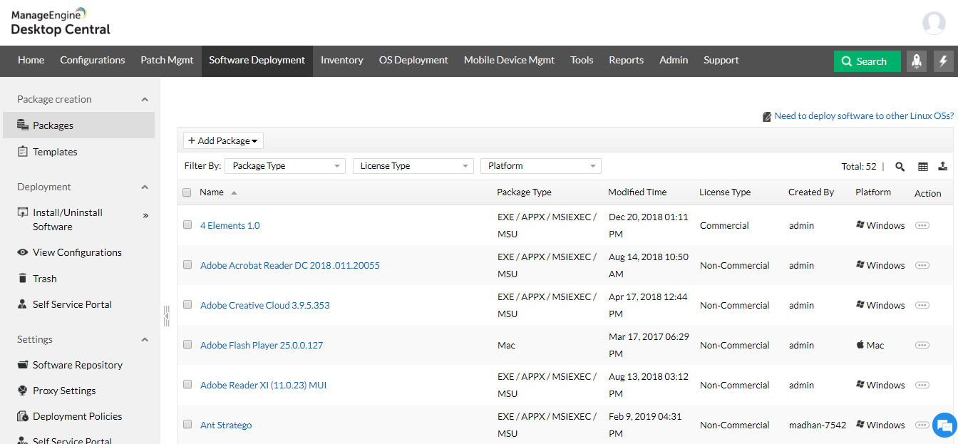 manageengine desktop central support