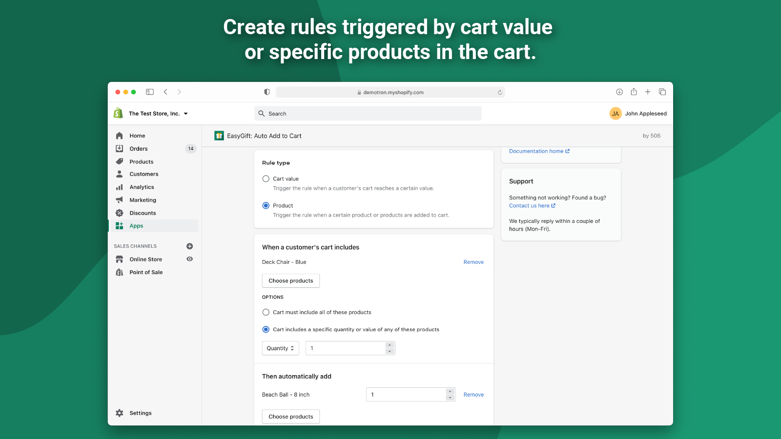 Screenshot showing how to create rule triggers