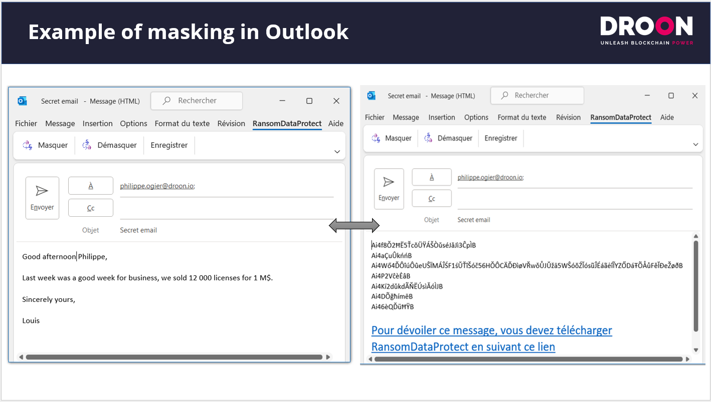 Example of masking email in Outlook