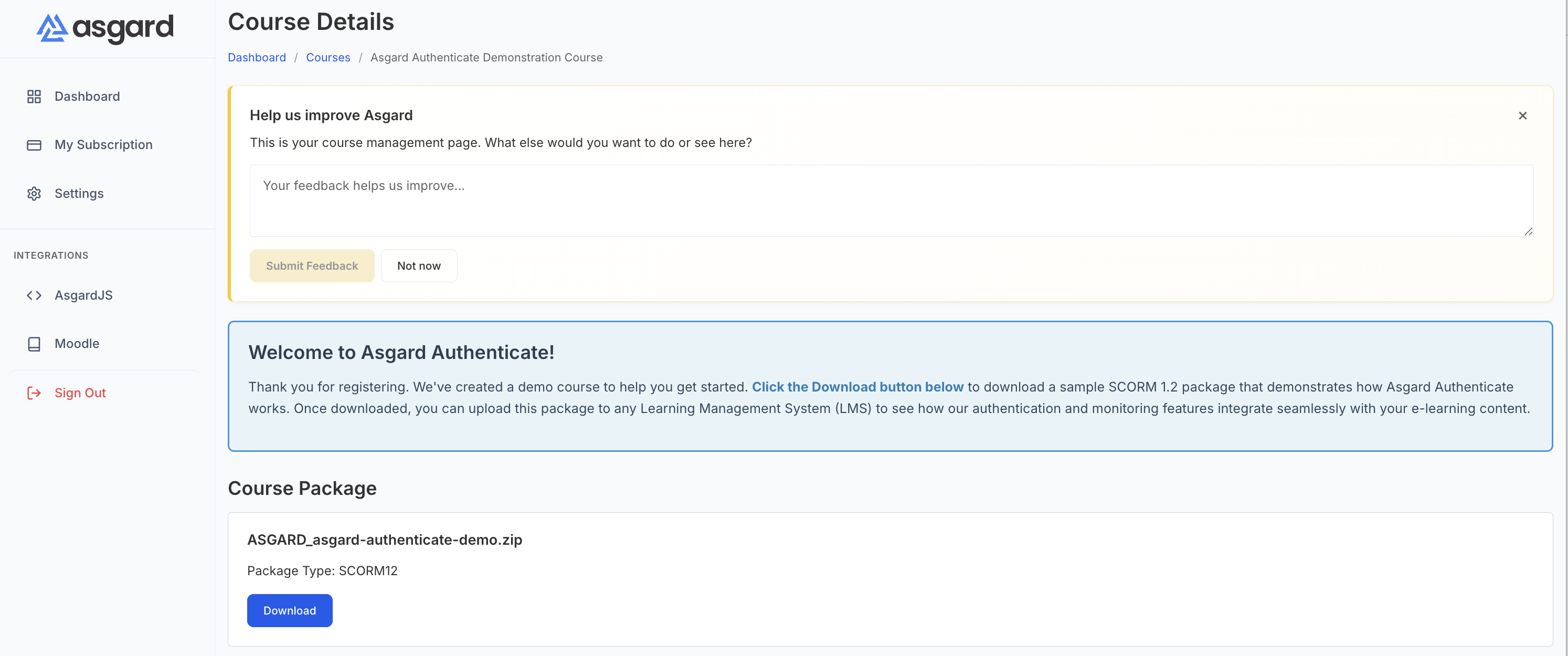 Asgard Authenticate screenshot: Asgard Authenticate admin dashboard
