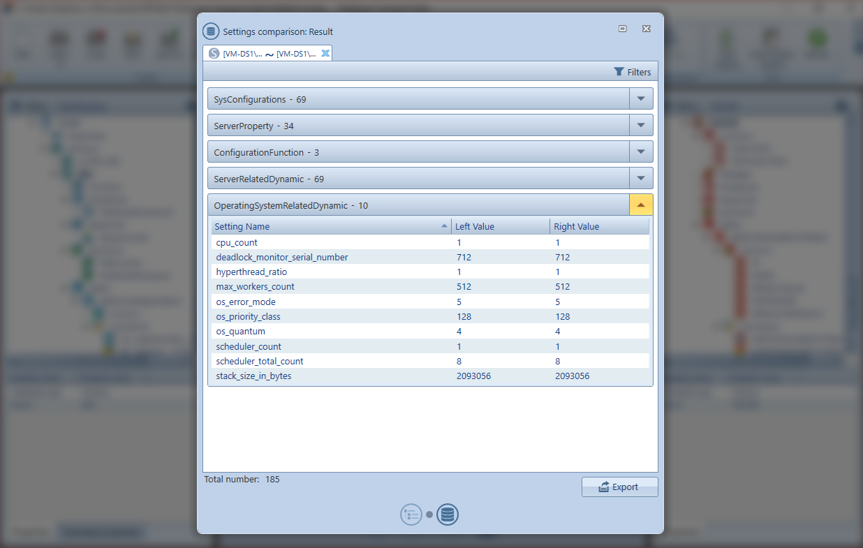 Database Compare Suite Software - Database Compare Suite settings screenshot