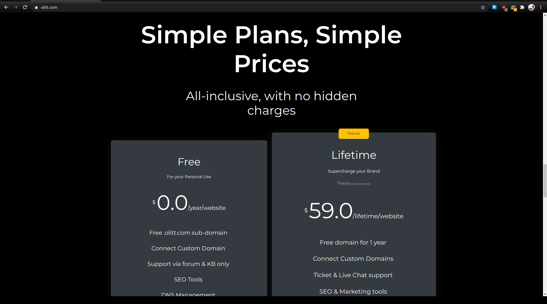 OLITT Pricing Plans