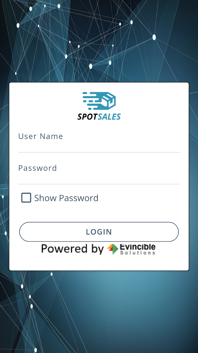 Spot Sales screenshot: Spot Sales login

