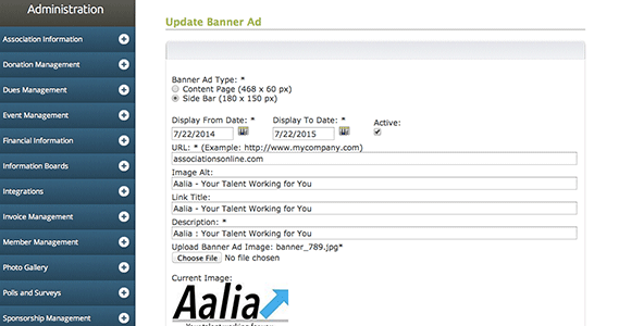 Sell website banner ads and track activity