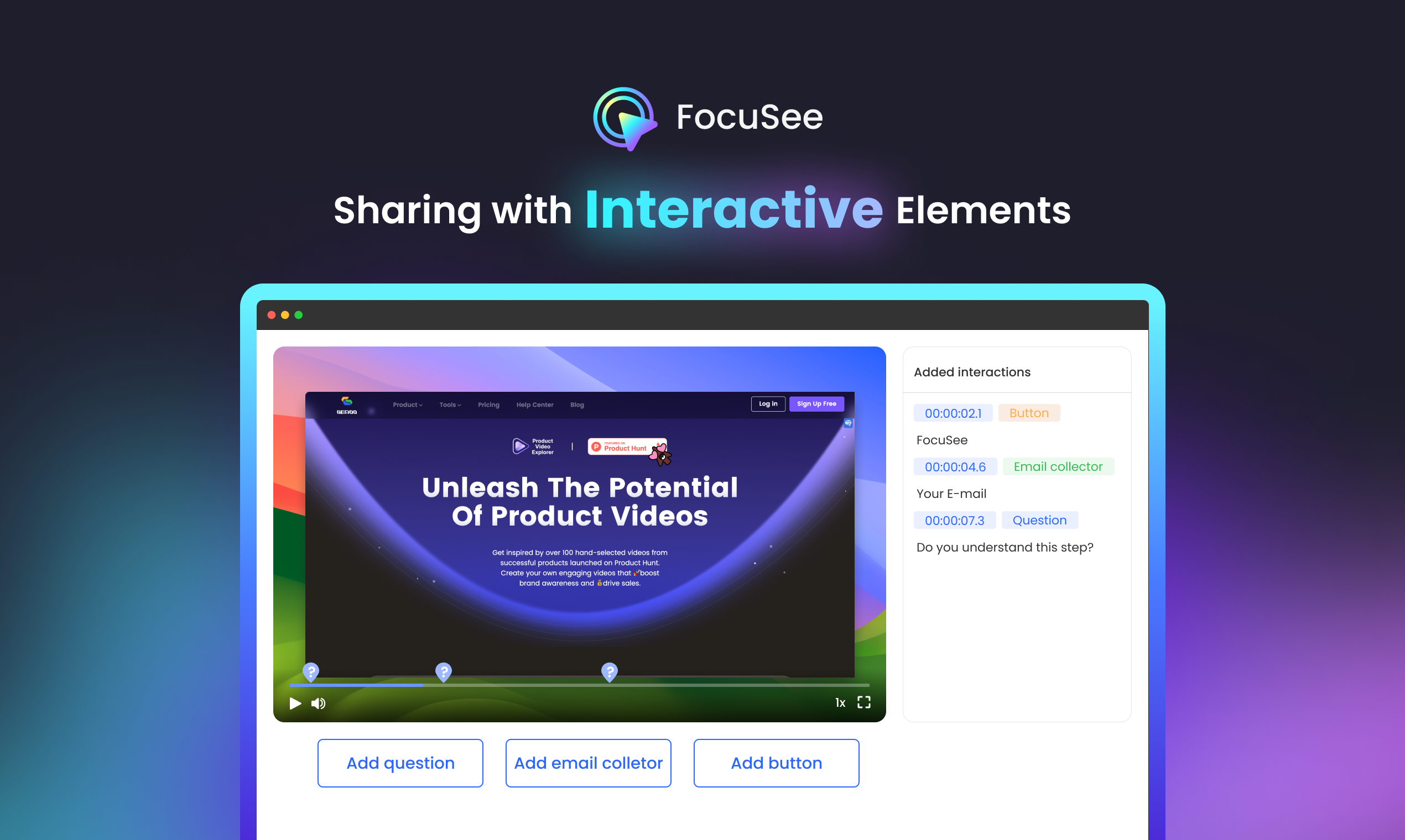 FocuSee online sharing with interactive elements