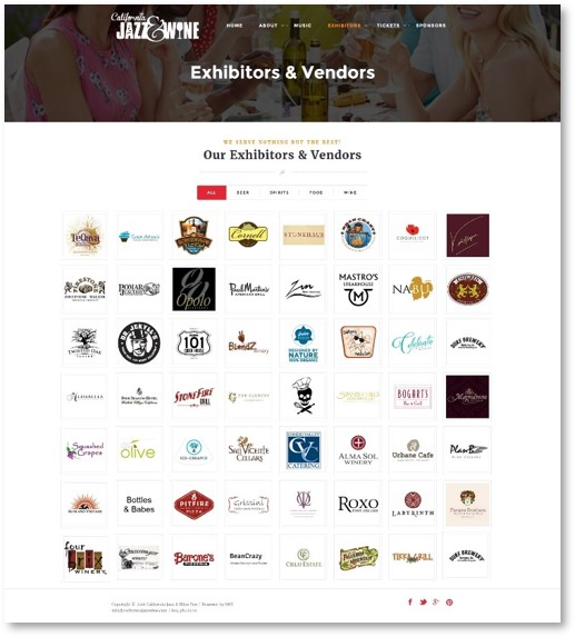 Vendor, Exhibitor and Sponsor logo page auto generated by the system, no need to create and populate your vendor page.