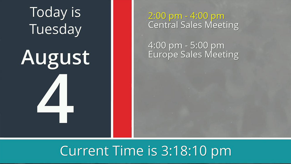Educate the Wait Software - The calendar app displays the current date and time, as well as a list of items for the day