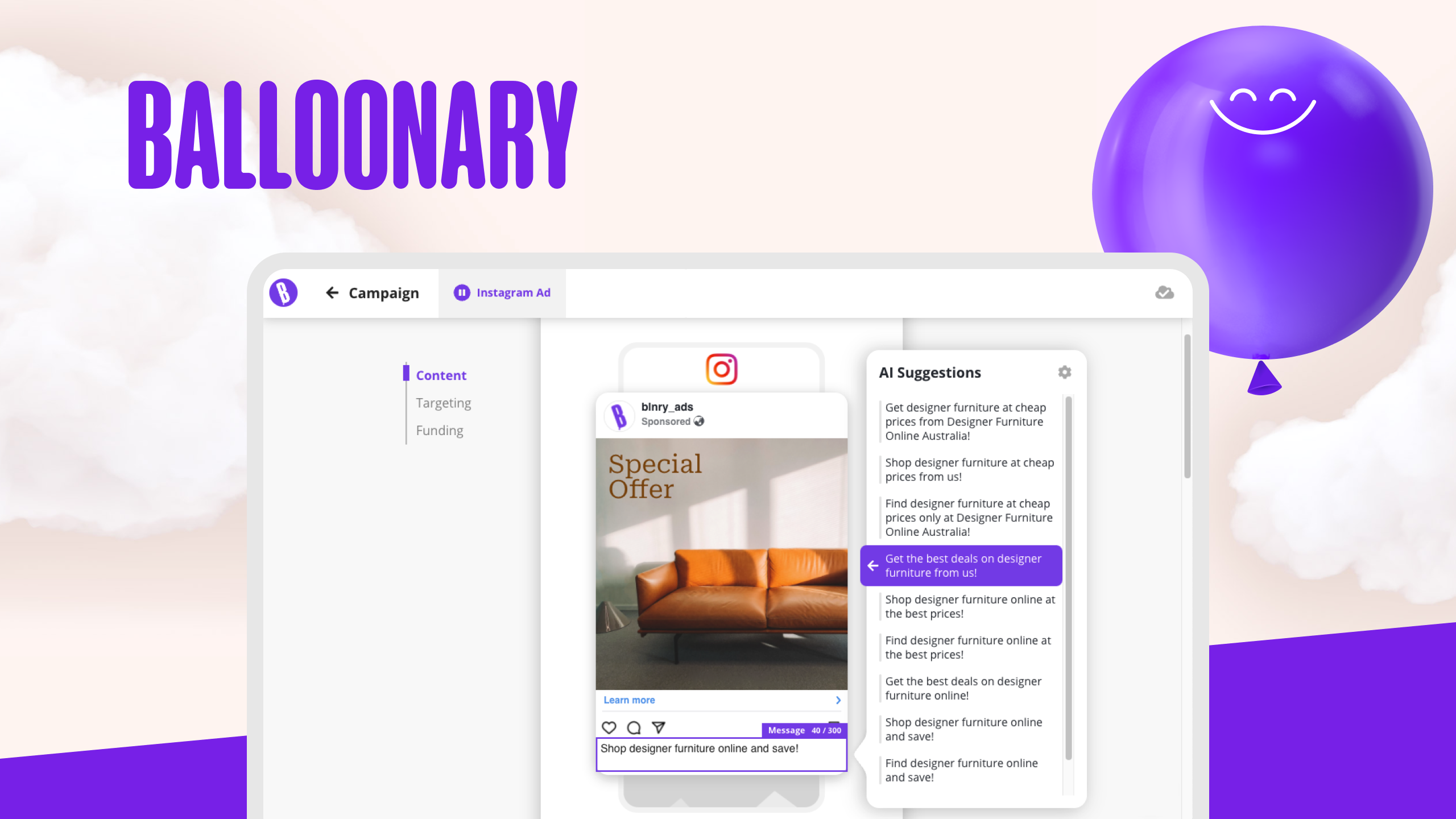 Balloonary screenshot: Balloonary AI Suggestions