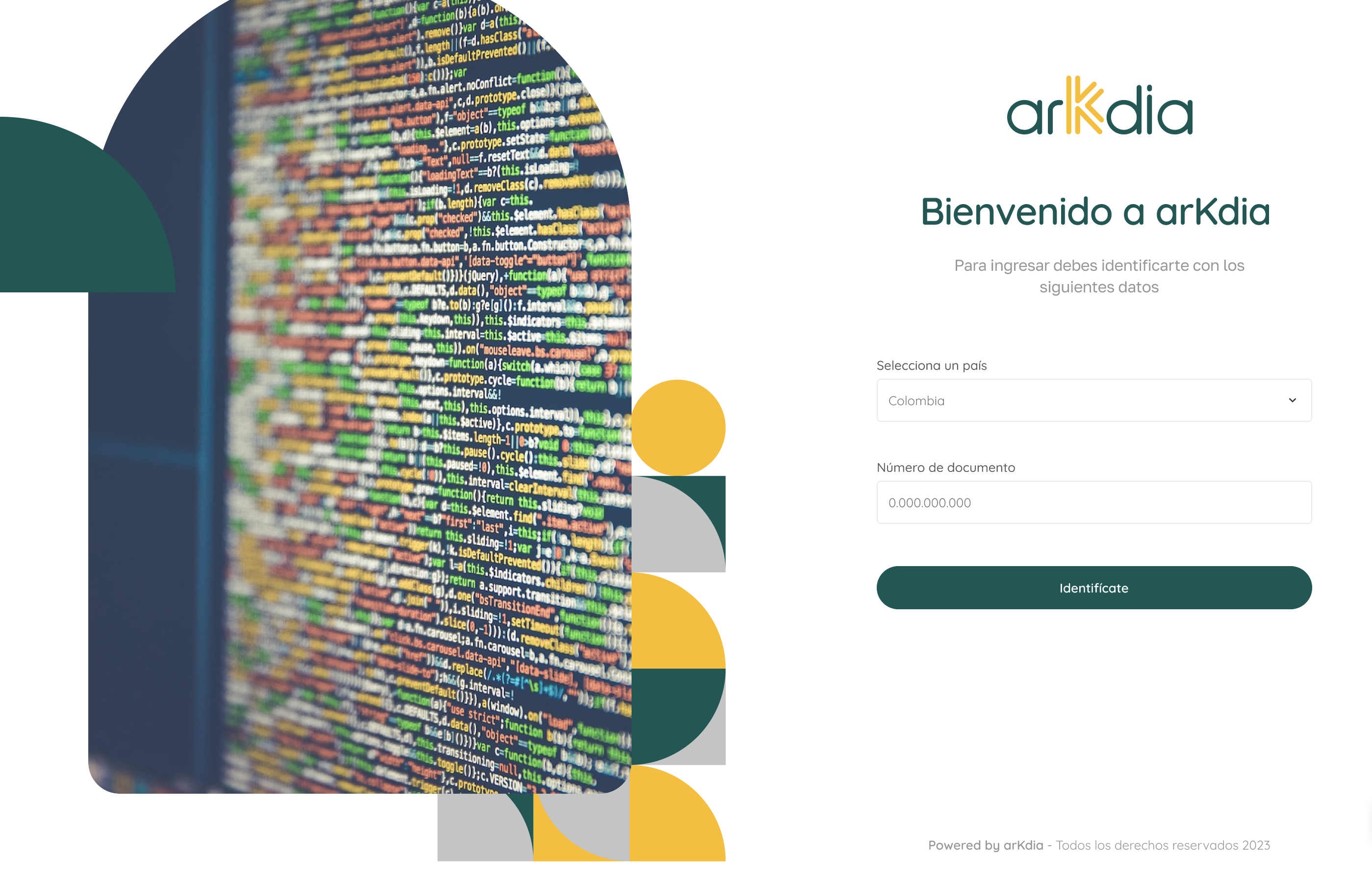 arKdia screenshot: Login empresa