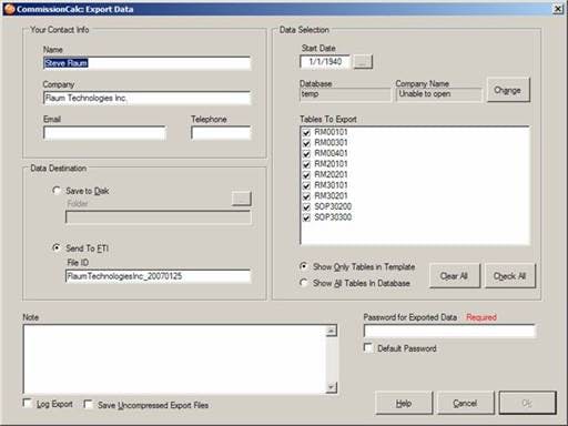 Data exporting tool