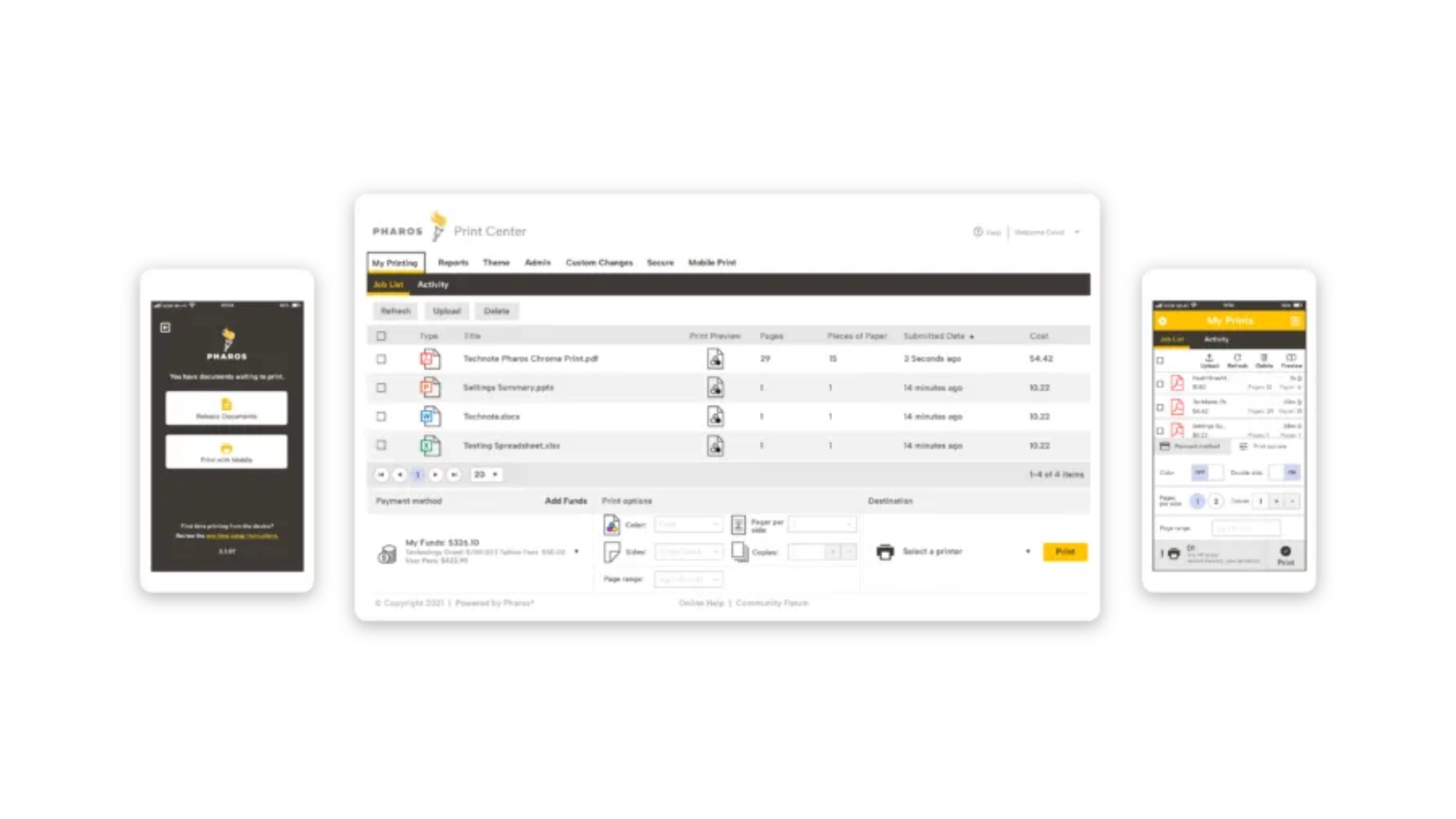 Pharos Uniprint screenshot: Pharos Uniprint print activity