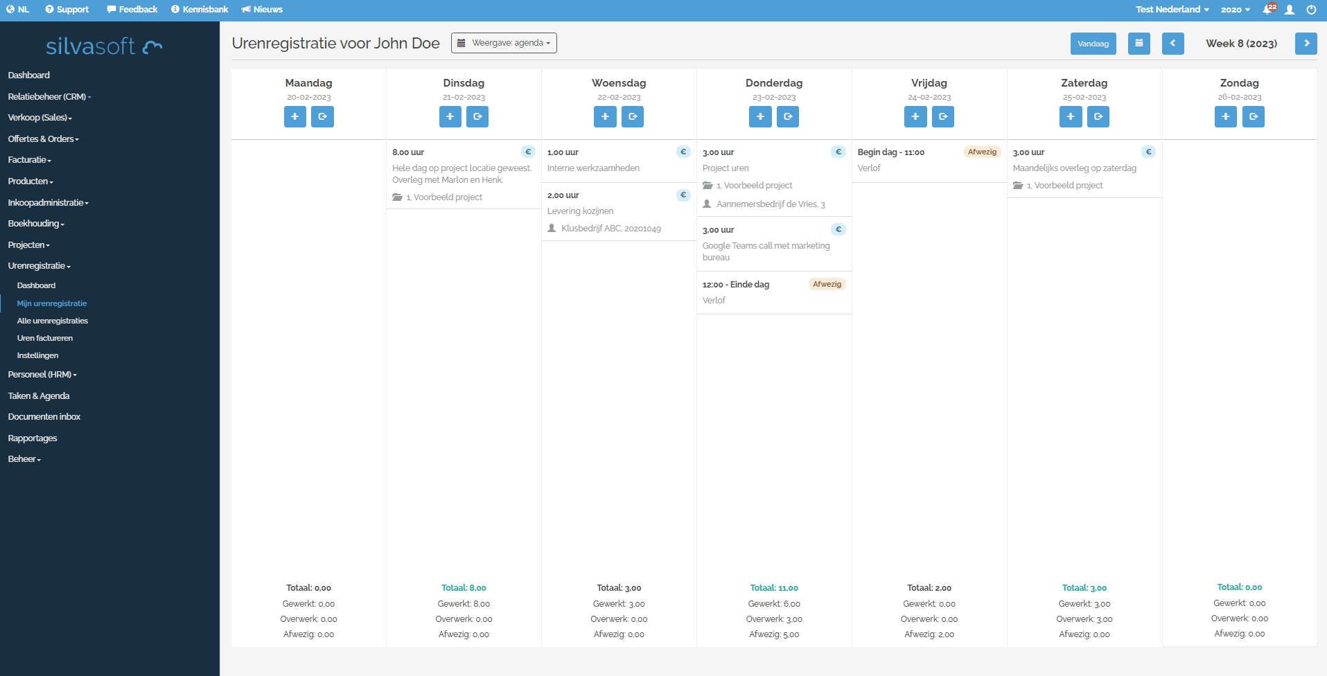 Silvasoft Software - Razendsnel uren en afwezigheid registreren vanuit verschillende weergaves.