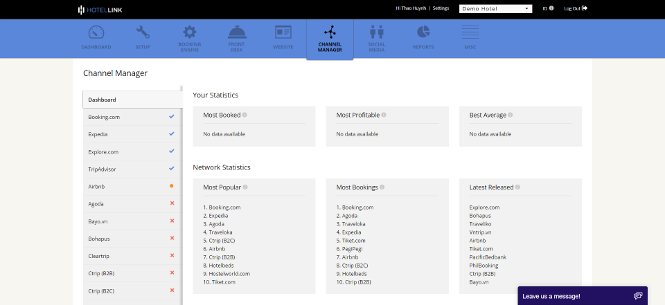 Hotel Link screenshot: Hotel Link channel manager