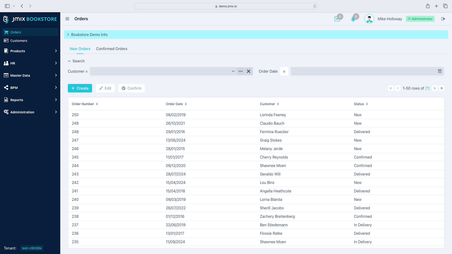 Jmix screenshot: Sample application