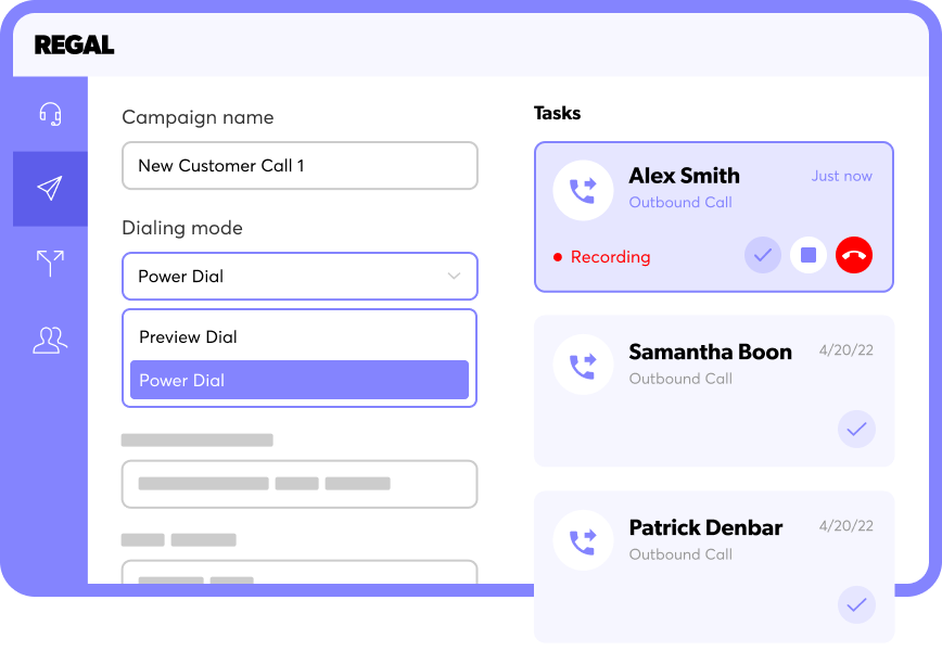 Sales Dialer. Run automated campaigns to reach your goals with Power Dial or Preview Dial. Leverage manual dial and click to dial when teams need autonomy.
