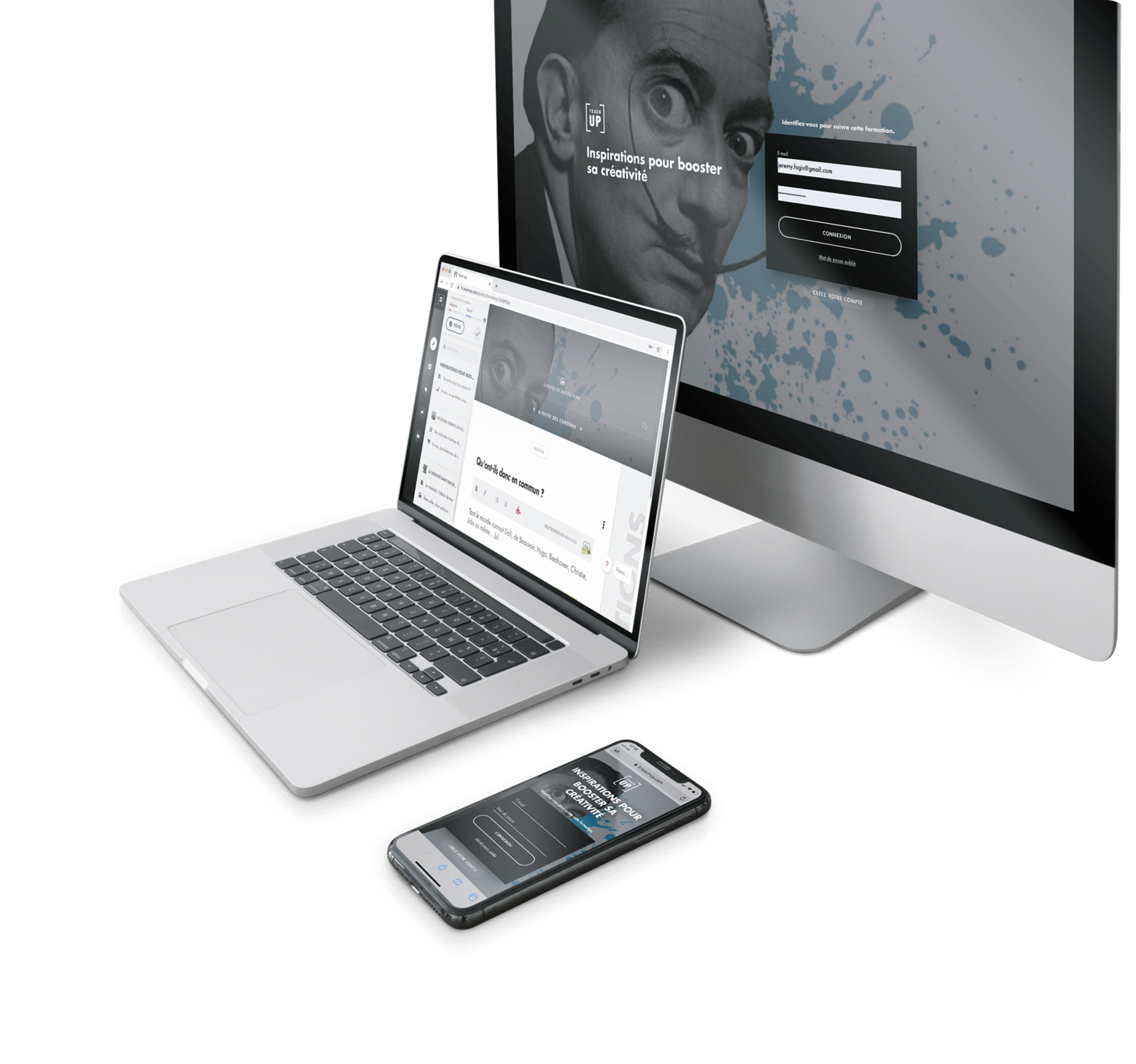 Teach Up screenshot: 100 % responsive avec un design moderne et épuré